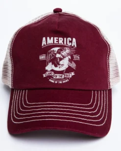 Cody James Men's Burgundy America Free Patch Mesh Ball Cap -Sheplers Sales 2000296730 640 P4