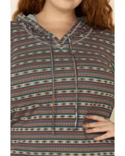 White Label By Panhandle Women's Southwestern Stripe Hoodie Tee - Plus -Sheplers Sales 2000323355 900 P3