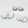 Prime Time Jewelry Women's 3-piece Silver & Turquoise Hoop And Dangle Earrings Set -Sheplers Sales 2000333939 040 P1