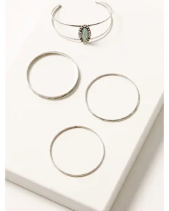 Prime Time Women's Turquoise Statement Cuff Set