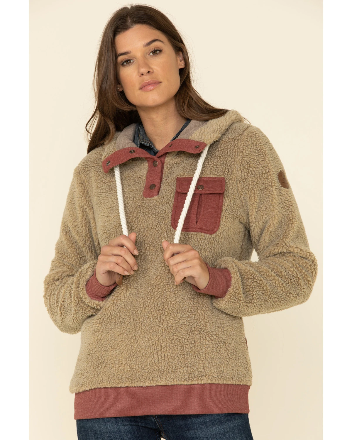 Wanakome Women's Fay Snap Neck Sherpa Hooded Pullover 3 Wanakome Women's Fay Snap Neck Sherpa Hooded Pullover