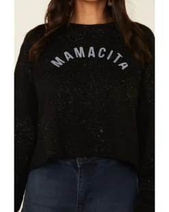 Ruby's Rubbish Women's Bleach Splatter Mamacita Graphic Cropped Pullover Sweatshirt -Sheplers Sales 2000337414 001 P4