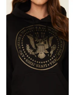 Ruby's Rubbish Women's She's A Good Girl USA Seal Graphic Hooded Sweatshirt -Sheplers Sales 2000337415 001 P3