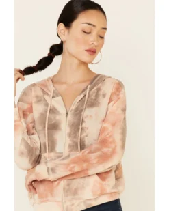 Wild Moss Women's Blushed Tie-Dye Zip Hooded Jacket -Sheplers Sales 2000337634 681 P3