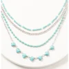 Prime Time Jewelry Women's Turquoise & Silver Layered Necklace Set -Sheplers Sales 2000338301 040 P1