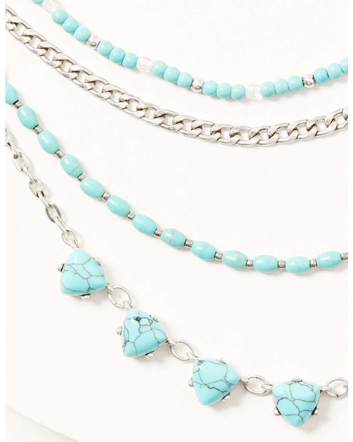 Prime Time Jewelry Women's Turquoise & Silver Layered Necklace Set 4 Prime Time Jewelry Women's Turquoise & Silver Layered Necklace Set - Image 2