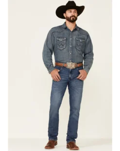 Wrangler Retro Premium Men's Harrick Dark Wash Stretch Slim Straight Jeans
