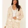 Idyllwind Women's Tan Floral Print Sherpa Zip-Front Hooded Jacket 1 Idyllwind Women's Tan Floral Print Sherpa Zip-Front Hooded Jacket -Sheplers Sales 2000342543 280 P1