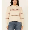 Shyanne Women's Tan & White Embroidered Logo Crop Hoodie -Sheplers Sales 2000342890 280 P1