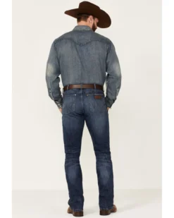 Wrangler Retro Men's Coast Dark Wash Stretch Slim Bootcut Jeans -Sheplers Sales 2000346853 400 P3