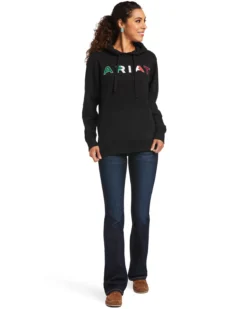 Ariat Women's Black R.E.A.L Mexico Embroidered Logo Pullover Hoodie - Plus -Sheplers Sales 2000347975 001 P4