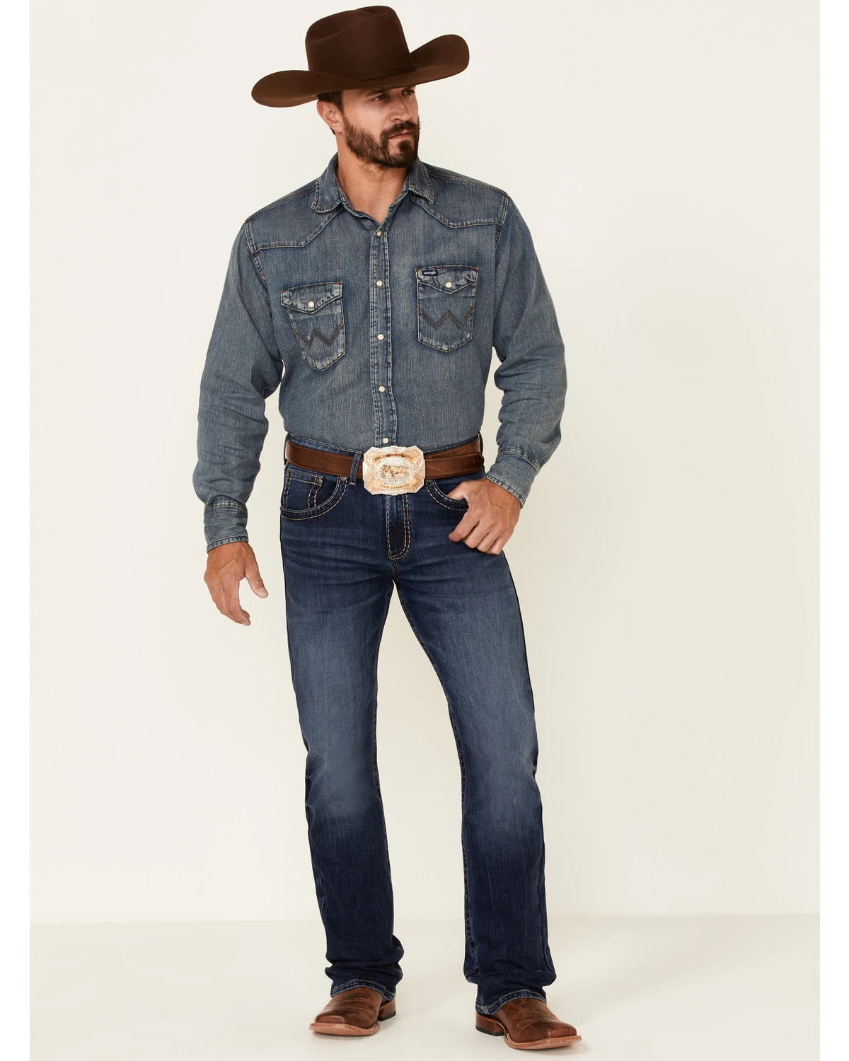 Rock 47 By Wrangler Men's Horizon Dark Wash Stretch Slim Bootcut Jeans 3 Rock 47 By Wrangler Men's Horizon Dark Wash Stretch Slim Bootcut Jeans