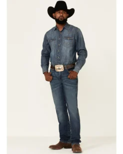 Wrangler Retro Men's Mauney Dark Wash Stretch Slim Straight Jeans