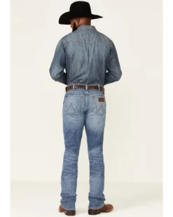 Wrangler Retro Green Men's Sienna Medium Wash Stretch Slim Bootcut Jeans -Sheplers Sales 2000350745 400 P4
