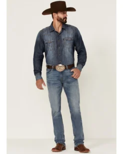 Rock & Roll Denim Men's Hooey Light Vintage Wash Revolver Stretch Slim Straight Jeans -Sheplers Sales 2000351106 400 P3