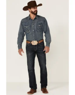 Rock & Roll Denim Men's Vintage Dark Revolver Stretch Slim Straight Jeans -Sheplers Sales 2000351108 400 P3