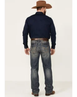 Rock & Roll Denim Men's Vintage Dark Wash Double Barrel Relaxed Straight Jeans