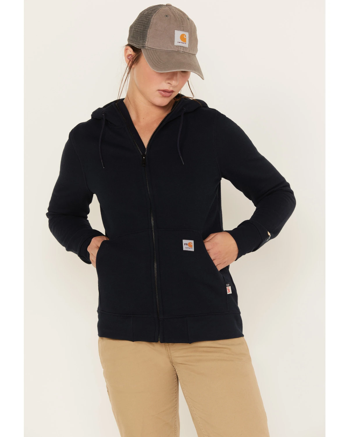 Carhartt Women's Force FR Relaxed Fit Zip Front Sweatshirt Work Hoodie 3 Carhartt Women's Force FR Relaxed Fit Zip Front Sweatshirt Work Hoodie