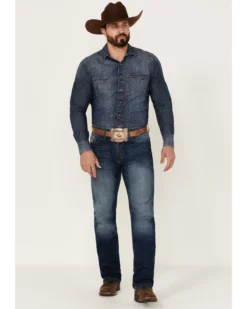 Cinch Men's Silver Label Medium Stonewash Performance Stretch Slim Straight Jeans