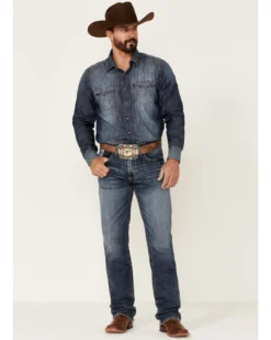 Cinch Men's White Label Medium Stonewash Performance Stretch Relaxed Straight Jeans