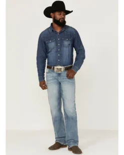 Cinch Men' Grant Light Stonewash Performance Bootcut Jeans