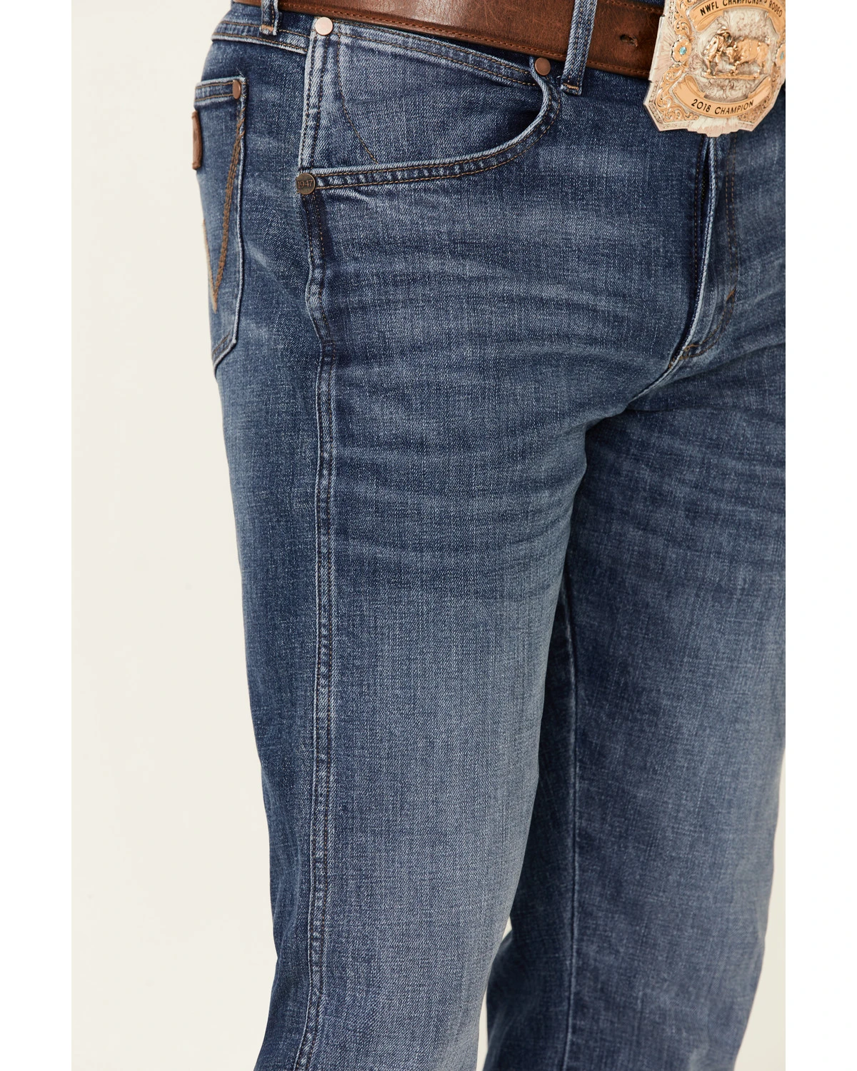 Wrangler Retro Men's Nightsky Medium Wash Stretch Slim Bootcut Jeans - Long 4 Wrangler Retro Men's Nightsky Medium Wash Stretch Slim Bootcut Jeans - Long - Image 2