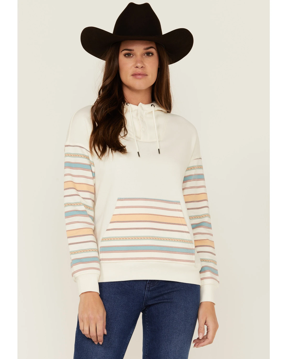 RANK 45 Women's Contrast Serape Sleeve Pullover Hoodie 3 RANK 45 Women's Contrast Serape Sleeve Pullover Hoodie