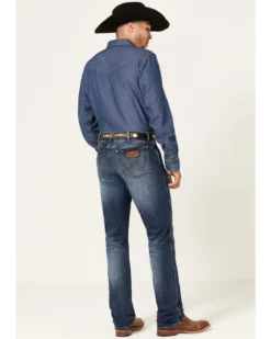 Wrangler Retro Men's Ranch Med Dark Wash Stretch Slim Straight Jeans -Sheplers Sales 2000359720 415 P3