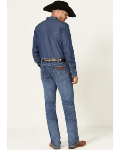 Wrangler Retro Green Men's Brierley Light Medium Wash Stretch Slim Straight Jeans -Sheplers Sales 2000359722 413 P3