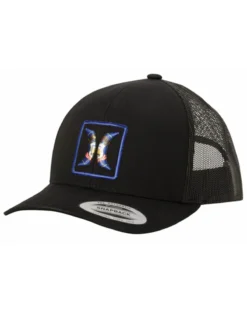 Hurley Men's Black On Black Utah Embroidered Logo Mesh-Back Trucker Hat