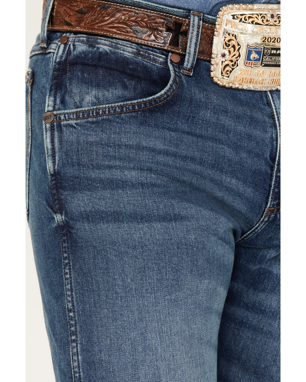 Wrangler Retro Men's Ferris Medium Wash Stretch Slim Straight Jeans 4 Wrangler Retro Men's Ferris Medium Wash Stretch Slim Straight Jeans - Image 2