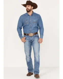 Wrangler 20X Men's Mexia Light Wash Stretch Vintage Slim Bootcut Jeans