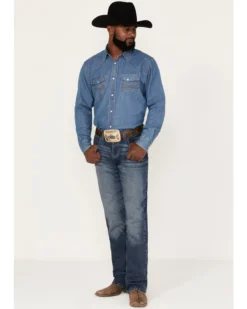 Wrangler 20X Men's Bazine Medium Wash Vintage Stretch Slim Bootcut Jeans