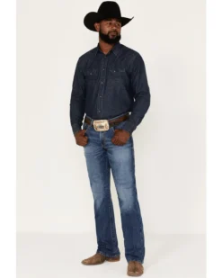 Rock 47 By Wrangler Men's Baltic Light Medium Wash Stretch Slim Bootcut Jeans