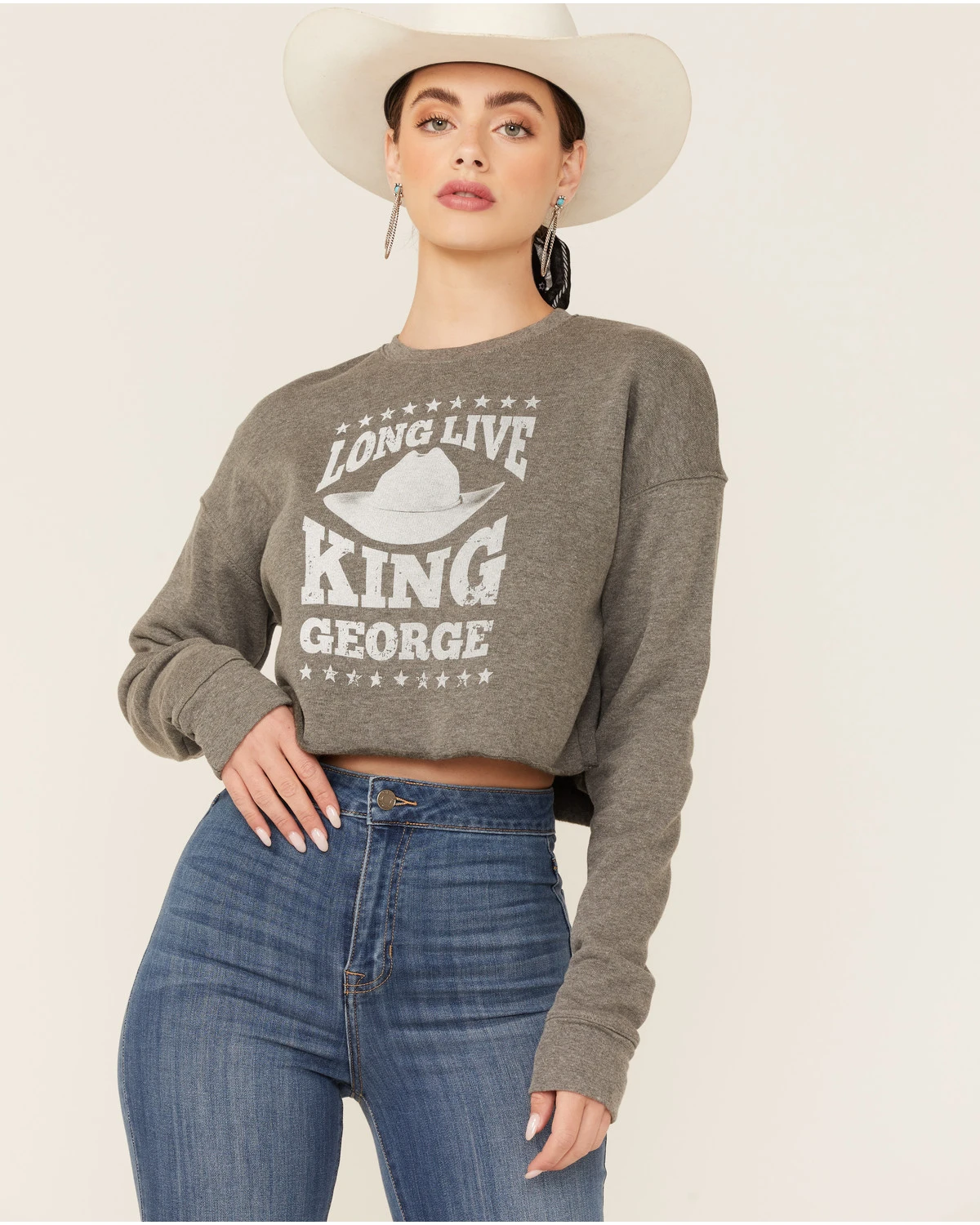 Ruby's Rubbish Women's Heather Gray Long Live King George Graphic Sweatshirt 3 Ruby's Rubbish Women's Heather Gray Long Live King George Graphic Sweatshirt