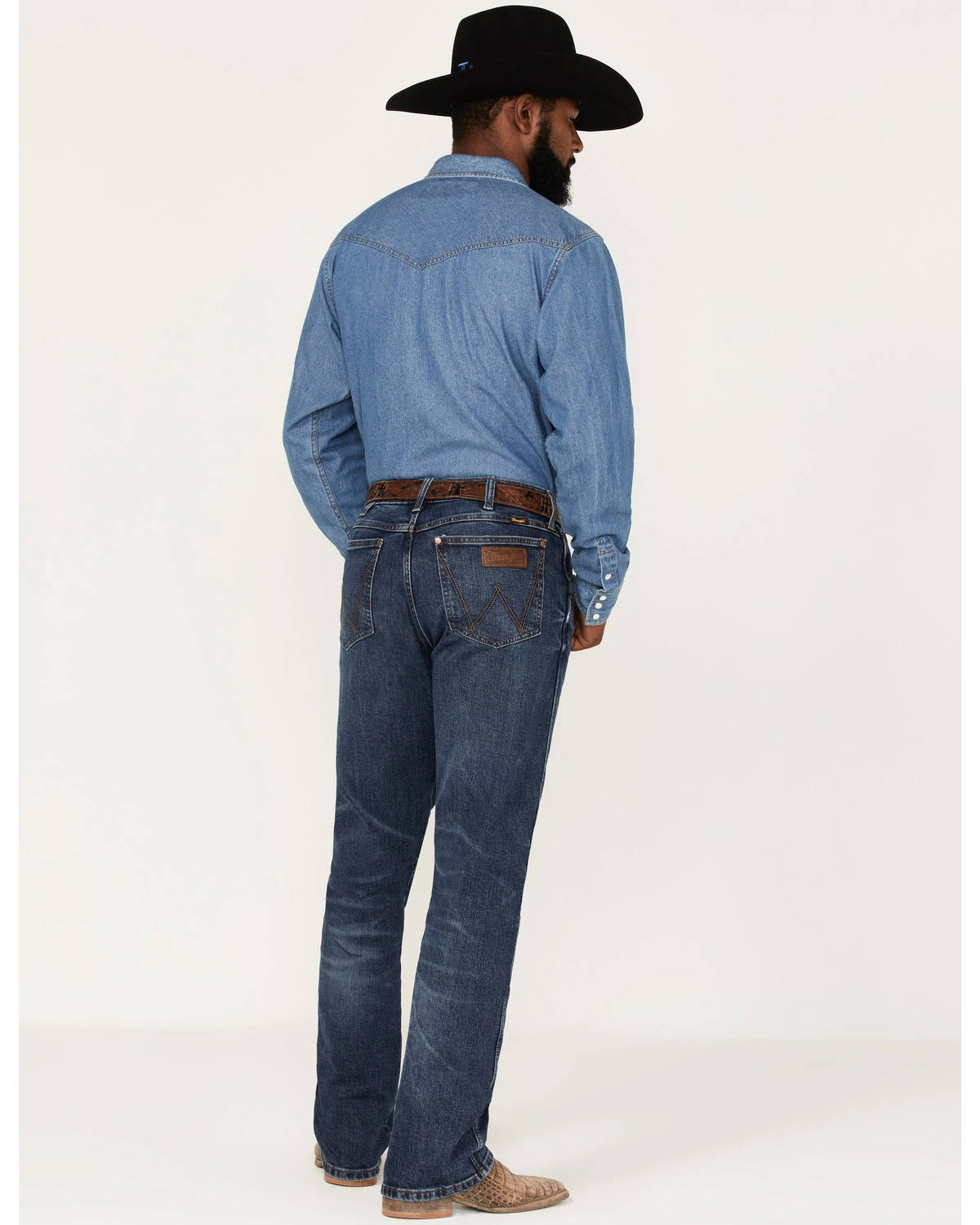 Wrangler Retro Green Men's Antique Dark Wash Stretch Slim Bootcut Jeans 5 Wrangler Retro Green Men's Antique Dark Wash Stretch Slim Bootcut Jeans - Image 3