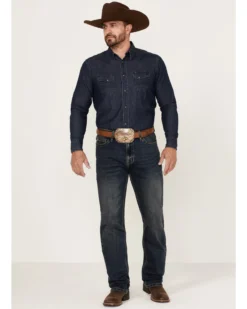 Rock & Roll Denim Men's Hooey Dark Wash Double Barrel Reflex Stackable Bootcut Jeans -Sheplers Sales 2000367638 201 P3