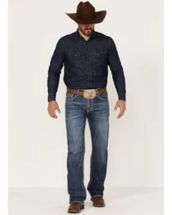 Rock & Roll Denim Men's Dark Wash Double Barrel Stretch Relaxed Straight Jeans -Sheplers Sales 2000367642 201 P3