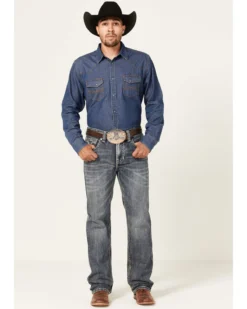 Rock & Roll Denim Men's Double Barrel Medium Wash Two Tone Raise Relaxed Straight Jeans -Sheplers Sales 2000367647 203 P3