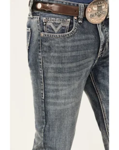 Rock & Roll Denim Men's Double Barrel Medium Wash Two Tone Raise Relaxed Straight Jeans -Sheplers Sales 2000367647 203 P4