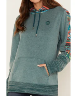 Hooey Women's Southwestern Contrast Print Canyon Hoodie -Sheplers Sales 2000369088 442 P3