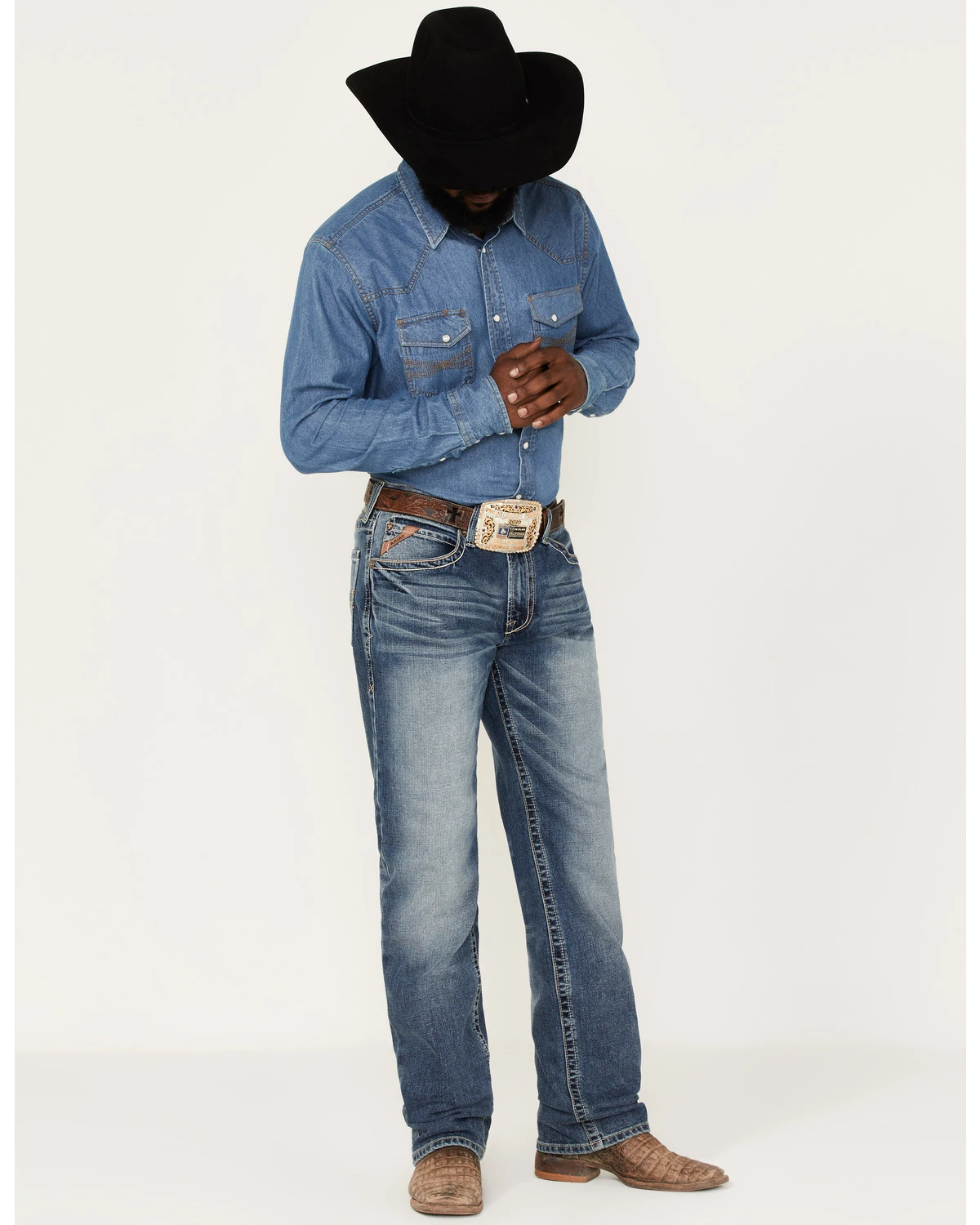 Ariat Men's M2 Dakota Wilson Medium Wash Stretch Relaxed Stackable Bootcut Jeans 3 Ariat Men's M2 Dakota Wilson Medium Wash Stretch Relaxed Stackable Bootcut Jeans