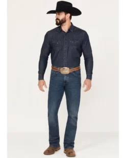 Wrangler 20x Men's 42MWX Gunmetal Dark Wash Vintage Bootcut Stretch Denim Jeans