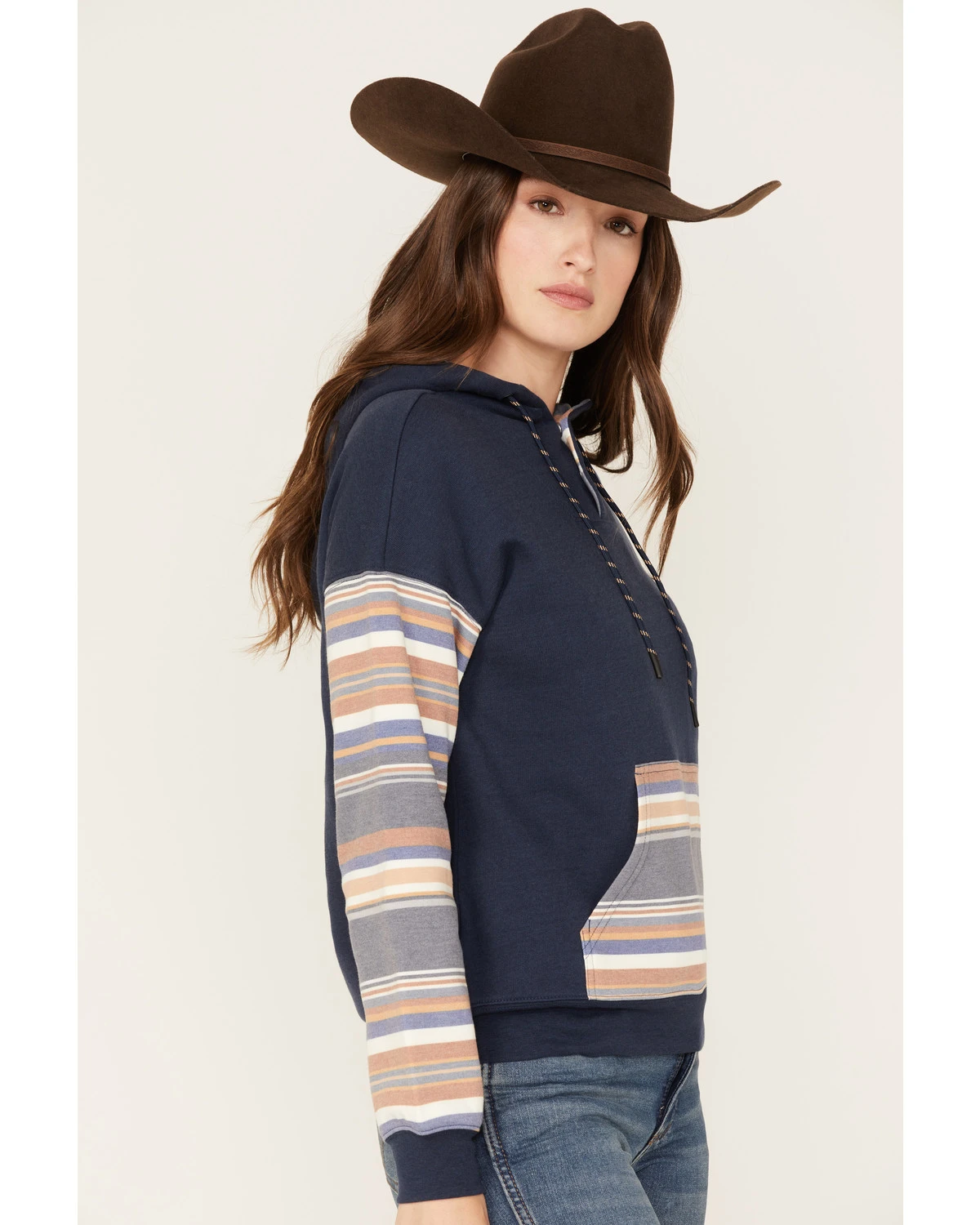 RANK 45 Women's Stripe Contrast Hooded Pullover 4 RANK 45 Women's Stripe Contrast Hooded Pullover - Image 2