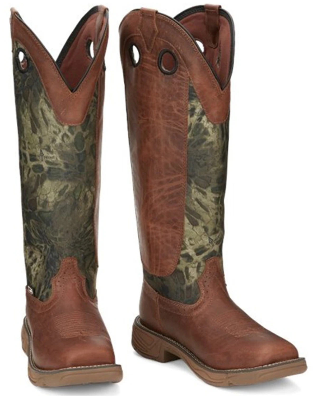 Justin Men's Rush Strike Camo Shaft Leather Pull On Snake Boots - Square Toe 3 Justin Men's Rush Strike Camo Shaft Leather Pull On Snake Boots - Square Toe