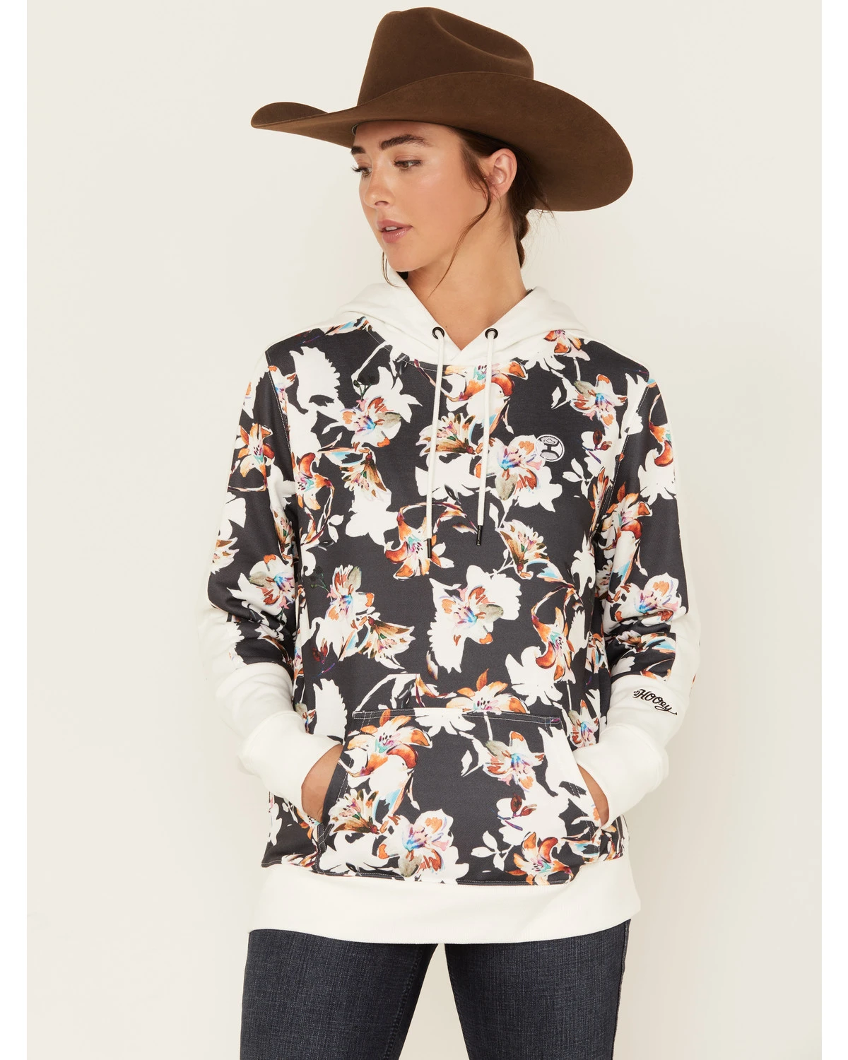 Hooey Women's Contrast Floral Print Hoodie 3 Hooey Women's Contrast Floral Print Hoodie