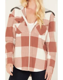 Cleo + Wolf Women's Buffalor Plaid Print Hooded Flannel Shirt -Sheplers Sales 2000380772 200 P3