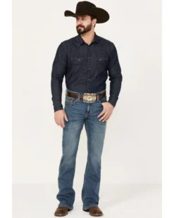 Front Page 45 Cody James Men's Light A Shuck Medium Wash Relaxed Bootcut Stretch Denim Jeans