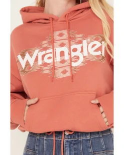 Wrangler Retro Women's Southwestern Print Logo Cropped Long Sleeve Hoodie -Sheplers Sales 2000382594 600 P3