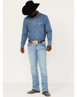 Wrangler Retro Men's Codigo Light Wash Slim Bootcut Stretch Denim Jeans - Long